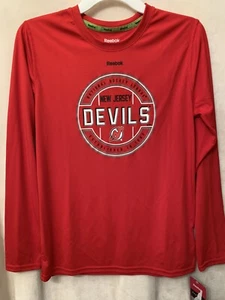 Reebok Boys New Jersey Devils NHL Large Long Sleeve Shirt NWT - Picture 1 of 6