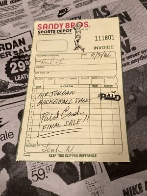 Jordan 1 Chicago Lost and Found Repuesto Sandy Bros COPIA DEL RECIBO SIN ZAPATOS/CAJA Foto 1 de 3