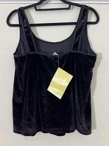 Velour Tank Top Kathleen Kirkwood (New) 1X Black With Size Chart Womens - Picture 1 of 4