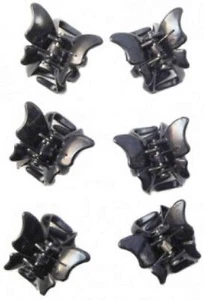 Useful pack of 6 black butterfly mini hair clamps / claw clips. 2cm long. Ide... - Picture 1 of 1