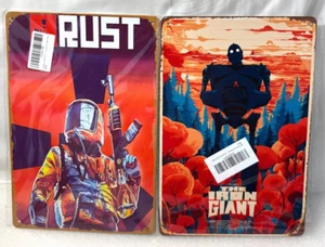 The Iron Giant Movie Metal Poster Tin Sign & Rust Sign both 12" x 8" ~ Lot of 2 - Picture 1 of 6