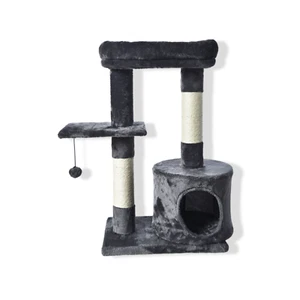 Pequeño Rascador Para Gatos 65x30x75cm Con Cueva Y Cama Gris Árbol Para Gatos - Imagen 1 de 2