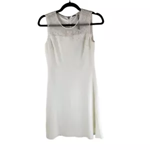 Elie Tahari Womens Bevin Dress Sheath Crochet Fresh Pearl White 0 - Picture 1 of 6