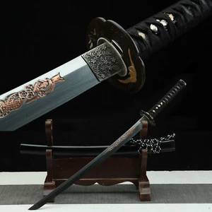 Espada Samurai Japonesa Wakizashi Wakizashi Acero Damasco Templado 30"" Horimono - Imagen 1 de 12