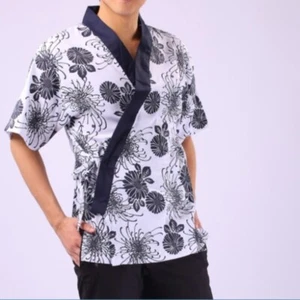 Herren Kimono Yukata Oberteile japanischer Mantel Sushi Restaurant Koch Arbeitskleidung Küche - Bild 1 von 20