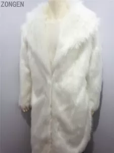 Winter Mens Lapel Collar Mid Long Trench Coat Faux Fox Fur Overcoat Outwear Warm - Picture 1 of 27