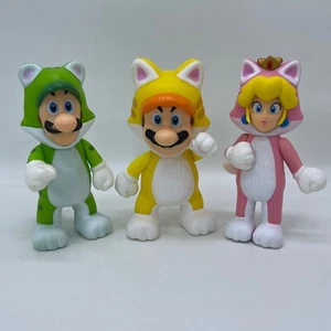 3X Super Mario Bros 3D Land Cat Mario Luigi Princess Peach Figure Toy Doll 5.75" - Picture 1 of 13