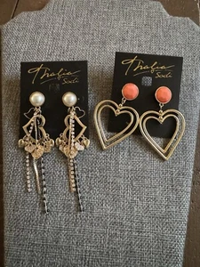 Thalia Sodi Goldstone Heart Charms 2 Pairs for One Price. - Picture 1 of 11