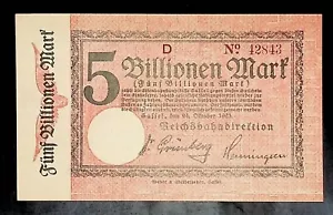 1923 Alemania REICHSBAHN 5 billones / 5.000.000.000.000 de marcos CASSEL UNC - Imagen 1 de 2