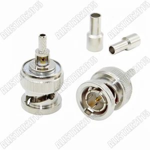 1x Conector de crimpado recto enchufe macho BNC de 75 ohmios para cable coaxial RG179 RG316 RG174 - Imagen 1 de 7