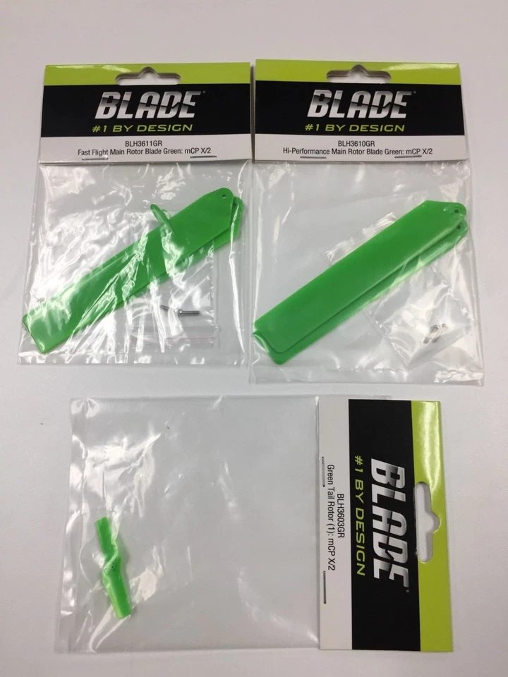 NOVO! LÂMINA MCP X/2 VERDE ALTO DESEMPENHO E LÂMINAS DE ROTOR TRASEIRO. PARTE# BLH3610GR - Imagem 1 de 1