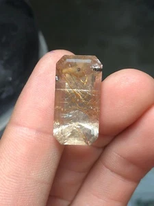 Golden Rutile Quartz Emerald Cut 22+ Carats - Picture 1 of 6