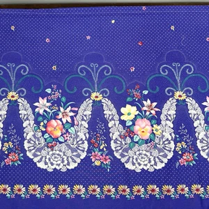 VTG 80s Concord Fabrics Purple Floral Border Print Quilt Cotton 3 yrd L x 44" W - Picture 1 of 10