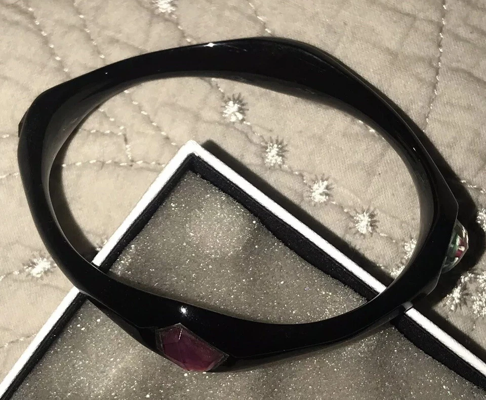 Brazalete Brazalete Ippolita Resina Negra Piedra Cristal Roca Rojo Usado en Excelente Condición Foto 1 de 4