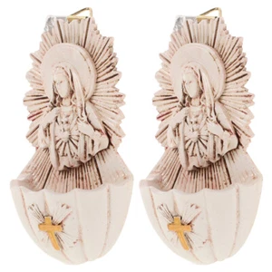 2 Pcs Holy Water Basin Decoration Miss Wall Crosses Crucifixes Sacred - Picture 1 of 12