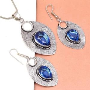 Tanzanite Set Jewelry Quartz Gemstone Pendant 18-20'' Necklace - Picture 1 of 12