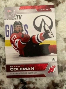 2019 TOPPS NOW NHL STICKER WEEK #1 DEVILS BLAKE COLEMAN IMPRESSIVE 1 HANDED GOAL - Picture 1 of 1