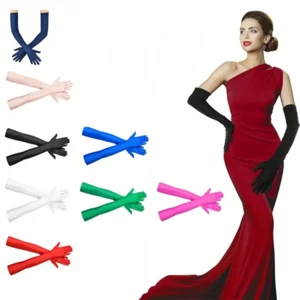 New Ladies Long Finger Gloves Elegant Fancy Party Dress Evening Wedding 20/30S - Picture 1 of 17