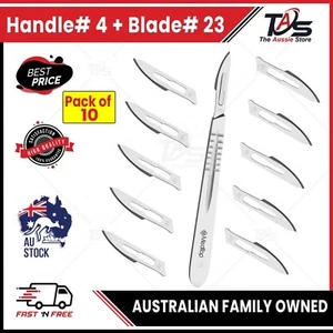 10x Surgical Scalpel Blade# 23 & Stainless Steel Scalpel Handle# 4 Art & Crafts - Picture 1 of 9