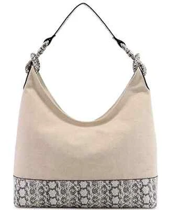 Alfani Hillary Canvas Hobo tote Bag Snake-Skin linen - NWT - Picture 1 of 5