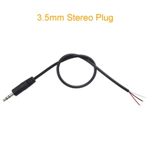 1pc 30cm Stereo Audio Aux Cord 3.5mm 1/8" Male Plug 3pin Wire DIY Pigtail Cable - Picture 1 of 3