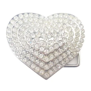 Hebilla de corazón de estrás plateada - Imagen 1 de 3