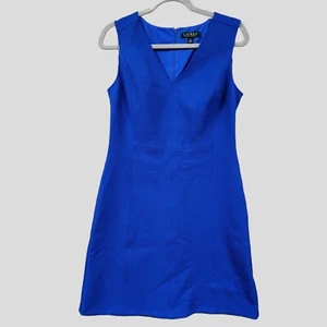 Vestido Lauren Ralph Lauren Mujer Talla 6 Azul Sin Mangas Texturizado Cuello en V Carrera - Imagen 1 de 10