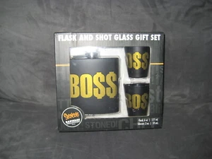 NEW SPENCERS BOSS FLASK & SHOT GLASS GIFT SET BARCARE COLLECTION - Picture 1 of 2