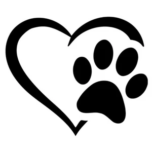 DOG PAW WITH HEART VINYL WINDOW DECAL - Picture 1 of 13
