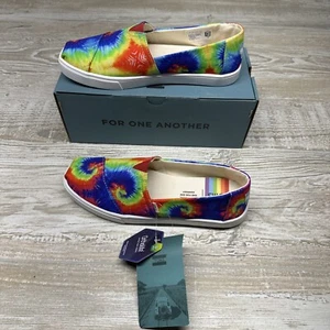 Classic Slip On Canvas Shoes Toms Alpargata Espadrille Womens 7 Tie Dye 10015580 - Picture 1 of 18