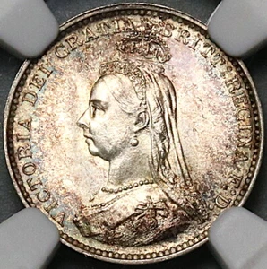 1889 NGC MS 66 Victoria Maundy 3 Pence Great Britain Silver Coin (22080901C) - Picture 1 of 6