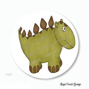ADORABLE GREEN STEGOSAURUS DINOSAUR FAVORS DINOSAUR SCRAPBOOK STICKERS -2 SZS - Picture 1 of 1