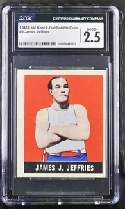 1948 Leaf Knock-Out Bubble Gum #9 Jim Jeffries – No creases - CGC 2.5 Good+ - Picture 1 of 2