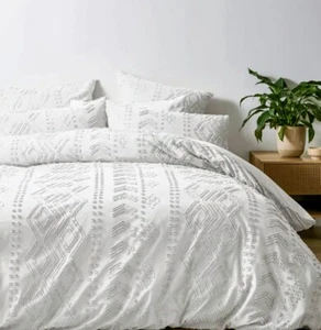 Quilt Cover Set Super King TUFTED Cotton Clemens Target Boho Coastal Hampton - Picture 1 of 5