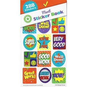 Merit Sticker Book 12 Sheets 288 Stickers Class Rewards Party Favours - Picture 1 of 1