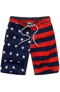 Kute’n’Koo Summer AMERICAN FLAG FUNNY SWIM TRUNKS / Boys Sz 14-16 - Picture 1 of 9