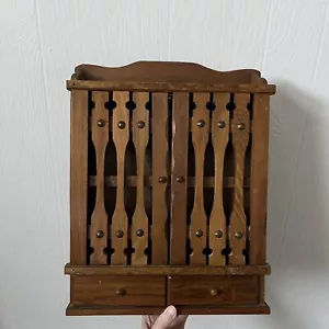 Vtg Old World Mission Oak Wood Wall Spice Kitchen Cabinet Rack - Picture 1 of 9