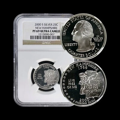 UNITED STATES. 2000, 25 Cents, Silver - NGC PF69 - New Hampshire Quarter - Image 1 of 4