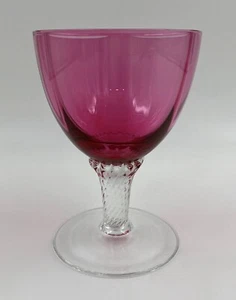 George Borgfeldt Lisa Cranberry Wine Glass (es) Optic Straight Bowl Handblown - Picture 1 of 4