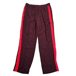 Lacoste Track Pants High Waisted Drawstring Side Striped Pull On Maroon Size 42 - Picture 1 of 15