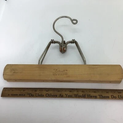 The Setwell - Vtg Pants Suit Slacks Flat Clothing Garment Hanger Wood Metal 10” - Image 1 of 2