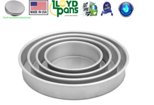 Runde Kuchenpfannen Set 6 8 10 12 Zoll klar eloxiert Aluminium 2 tief Made in USA - Bild 1 von 7