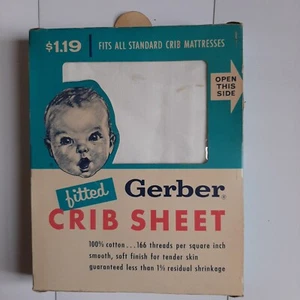 Lenzuolo culla vintage Gerber misura standard bianco NOS in confezione mai usato - Foto 1 di 7