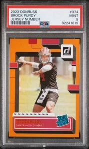 PSA 9 Brock Purdy #14/14 Jersey Number Variation 2022 Donruss Rated Rookie RC - Picture 1 of 2