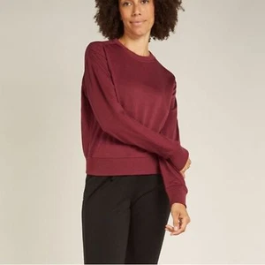 Icebreaker Women's Merino Blend 200 Crush Long Sleeve Sweatshirt Port Red S NWT - Picture 1 of 8