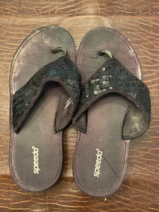 SPEEDP Sequin Women's Sandals BLACK Size 10 - Picture 1 of 5