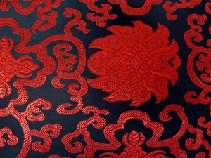 Faux Silk Brocade (Fortune Flower) Jacquard Damask Kimono Fabric Material BL2 - Picture 1 of 49