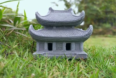 Concrete Pagoda Garden Statue, Asian Pagoda, Fairy Garden Pagoda - Image 1 of 4