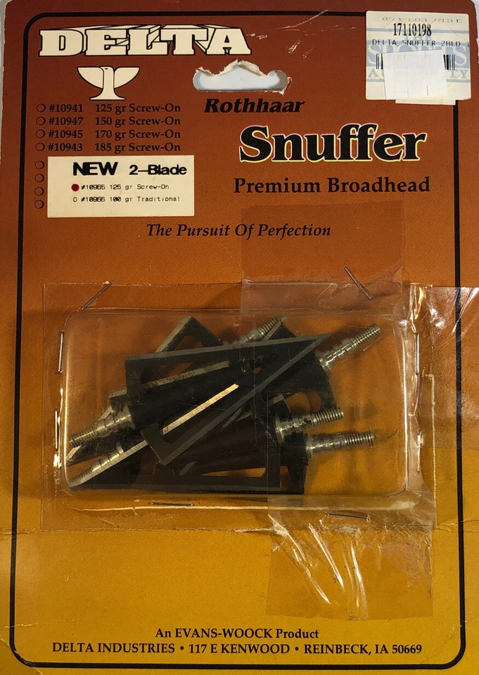 RARE Delta #10965 125GR. 5pcs 2 Blade Screw-On Rothhaar Snuffer Broadhead-SHIP24 - Image 1 of 4