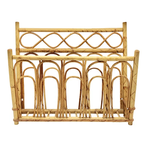 1960s Vintage Burnt Bamboo Magazine Rack Cover